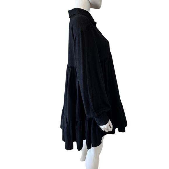 New EN SAISON ANTHROPOLOGIE Women's Black Tiered Mini Dress Size S - Picture 2 of 5